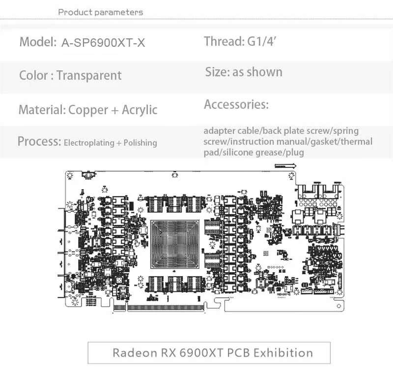 BARROW 6900 GPU Water Cooling Block,Full coverage For AMD Founder Edition  MSI Sapphire RX 6900 6800 XT,BS-AMD6900XT-PA - AliExpress