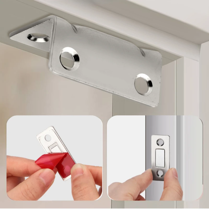 Magnetic Door Stop-No Drill Push-Pull Closure Solution Strong Magnetic Door Adhesive Strip Perfect Closer Gadget