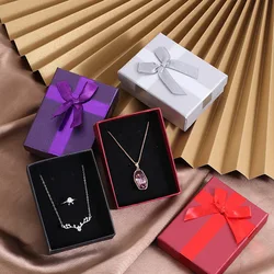 Bow Kont Ring Storage Box Earring Storage Gift Box High Quality Paper Jewelry Packaging Container Small Jewelry Box Display Case