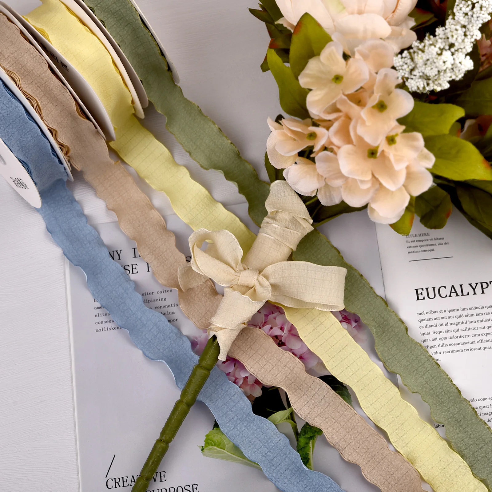 2.5cm Ruffle Fishtail Chiffon Silk Ribbon For Flower Bouquet Gift