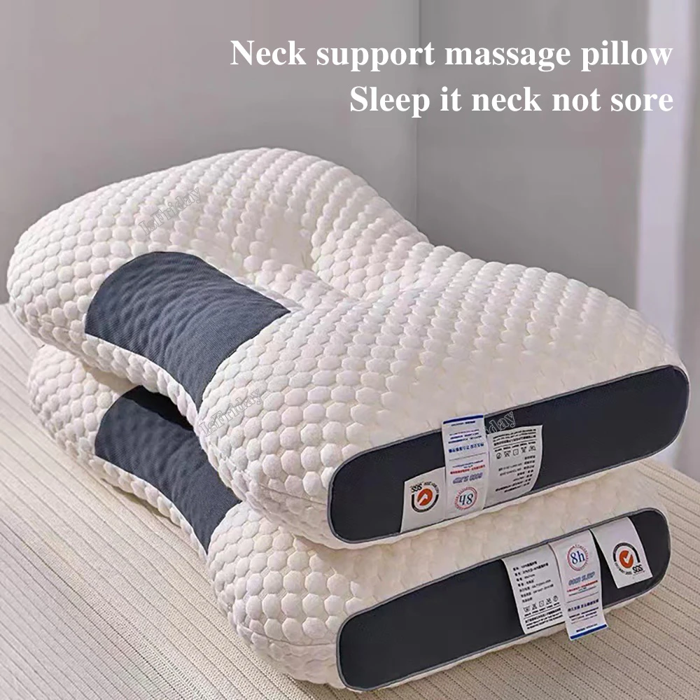 

New 3D SPA Massage Pillow Partition To Help Sleep and Protect The Neck Pillow Knitted Cotton Pillow Bedding