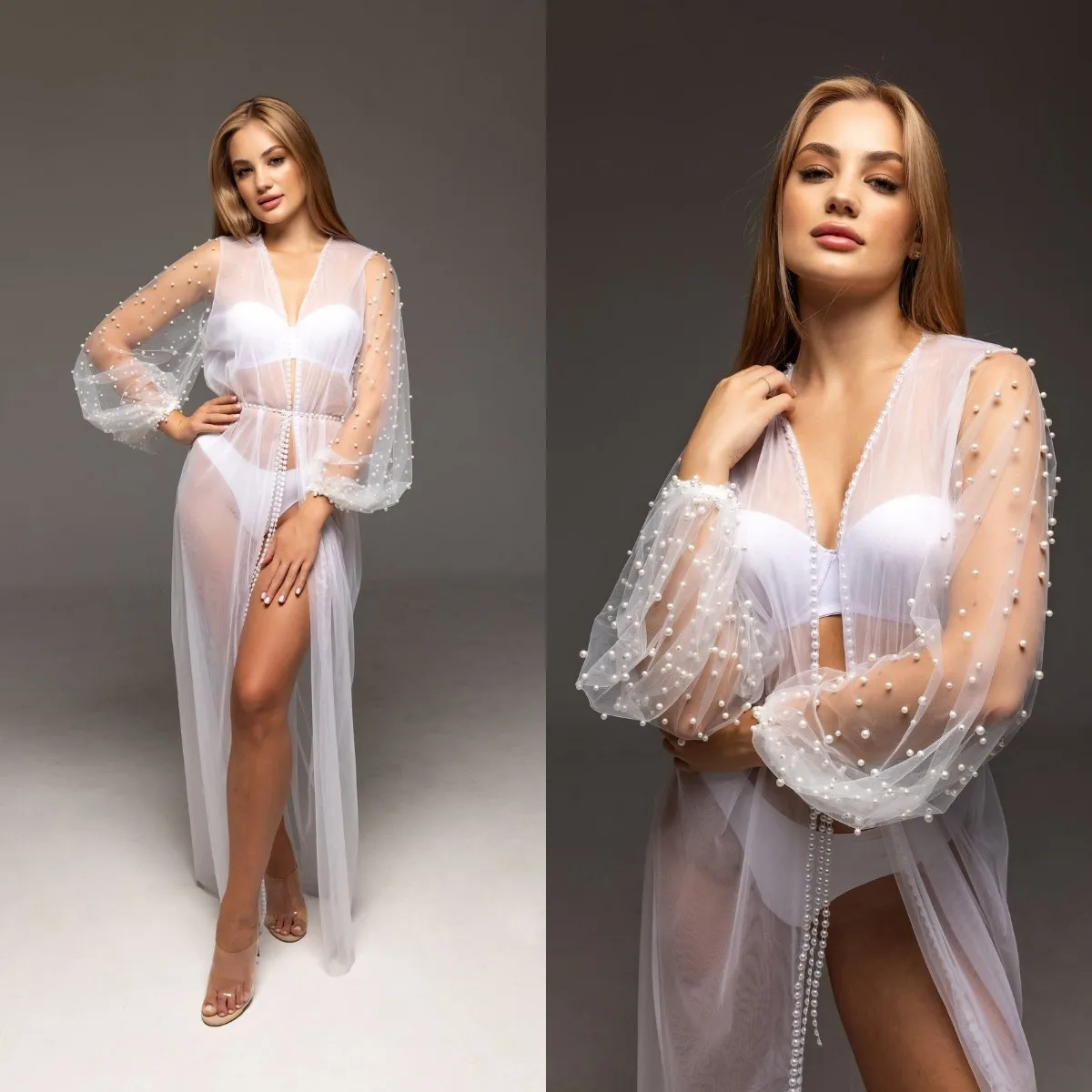 

Платье с жемчугом для выпускного вечера платья с длинным рукавом из тюля для фотосъемки платья для невесты ночная рубашка платье Robe de mariee