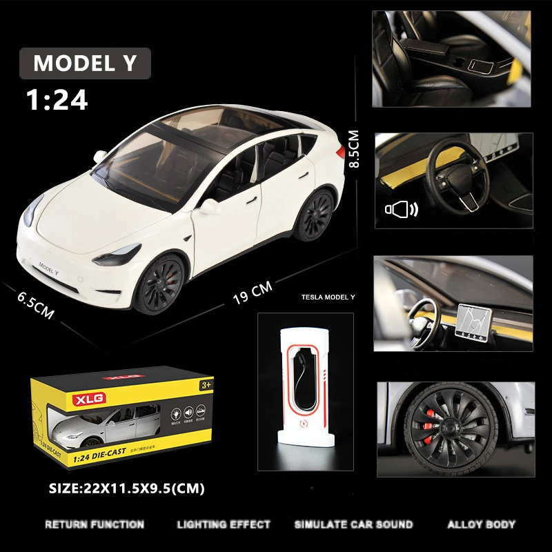 1:24 Simulation for Tesla MODEL Y SUV Alloy Cars Toy Diecasts Vehicles Metal Model Car Decoration for Kids Gift Toy 5