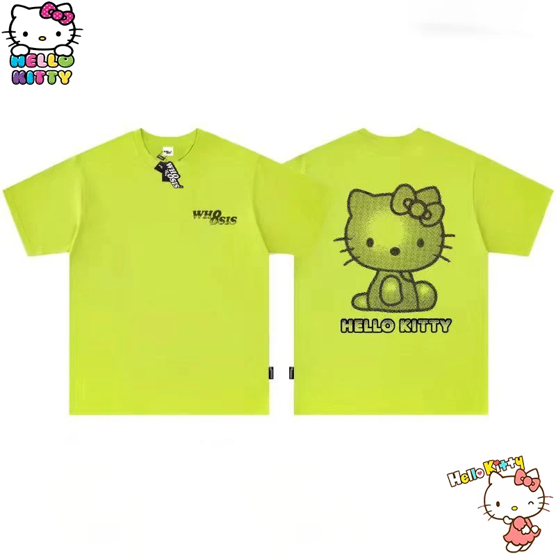 

Kawaii Sanrio Anime T-Shirt Cute Hello Kitty Cartoon Fashionable and Cool Leisure and Loose Fitting Short Sleeve Gifts for Girls
