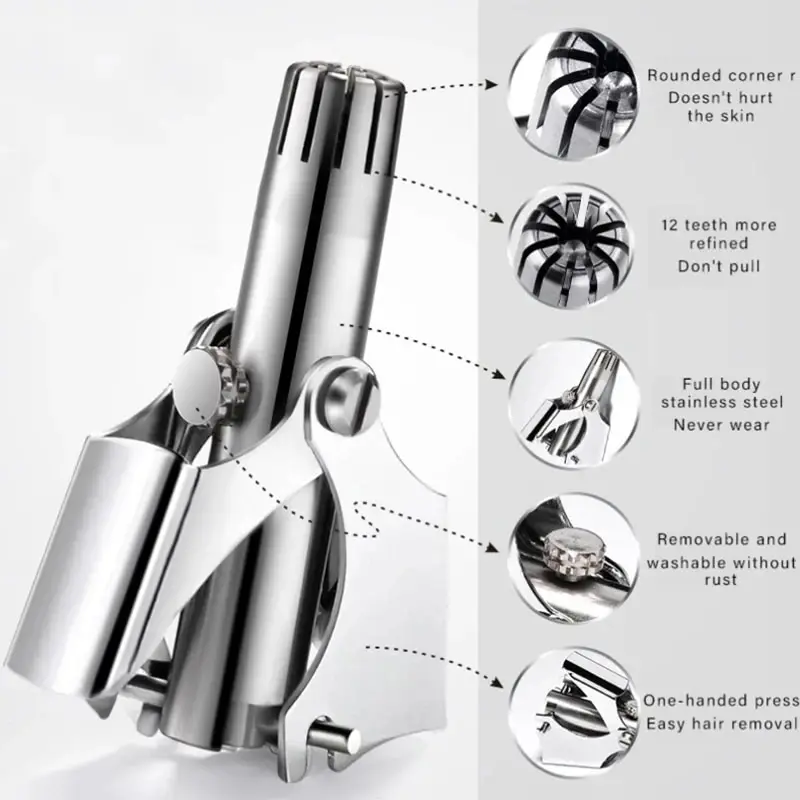 Women's and Men's Nose Hair Trimmer Stainless Steel Manual Trimmer for Nose Vibrissa Razor Shaver Washable Portable Ear Hair nose hair trimmer