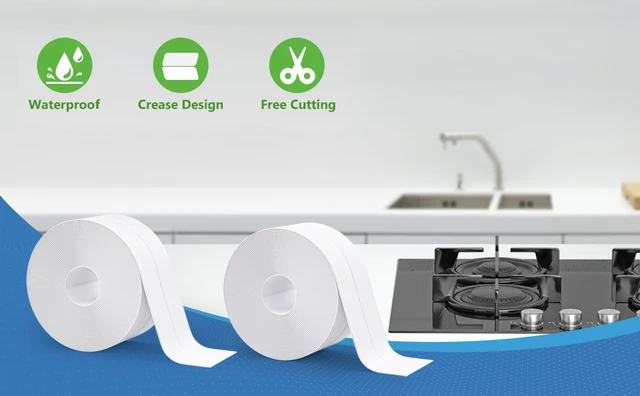 Nastro Sigillante Impermeabile Per Doccia E Vasca - 2 Rotoli, PVC Autoadesivo, 3,8 Cm X 3,2 M, Antimuffa - Foto 11