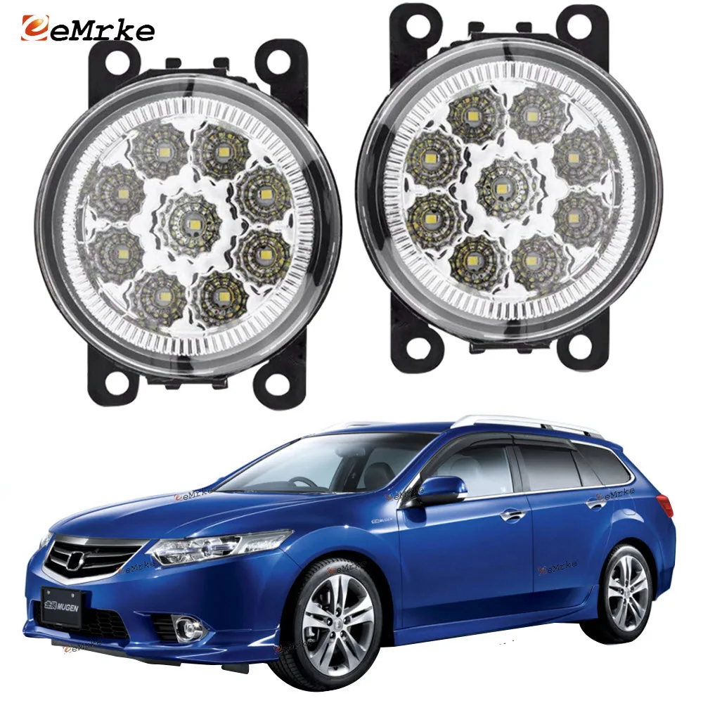 

EEMRKE 2 шт. для Honda VIII Accord 2011-2014 Acura TSX ILX RDX TL Светодиодные Автомобильные противотуманные фары в сборе H11 12 В дневсветильник свет переднего бампера DRL