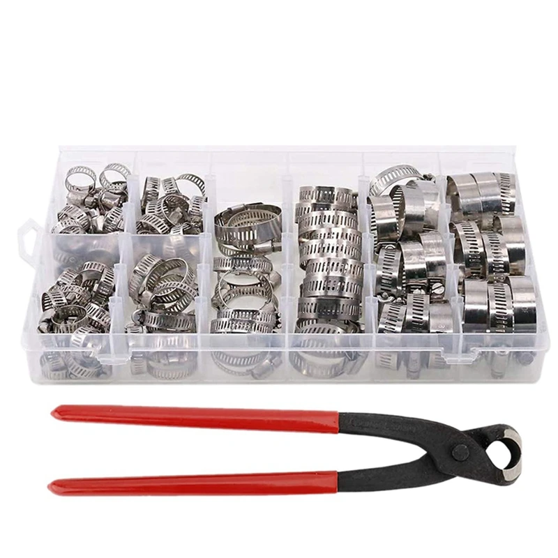 Universal 100Pcs Stainless Steel Single Ear Clamp Hose Clamp Pliers