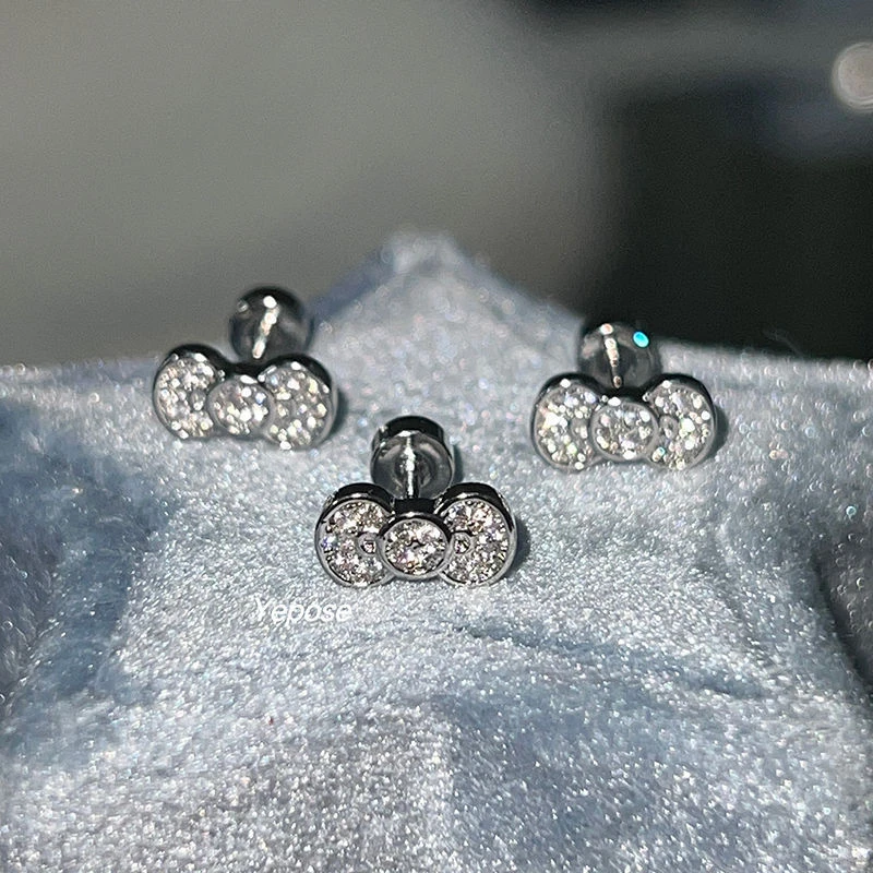 1pcs Shiny Cross Zircon 316L Stainless Steel Ear Bone Nail Y2K Style Silver Color Earring For Women Cochlear Accessories