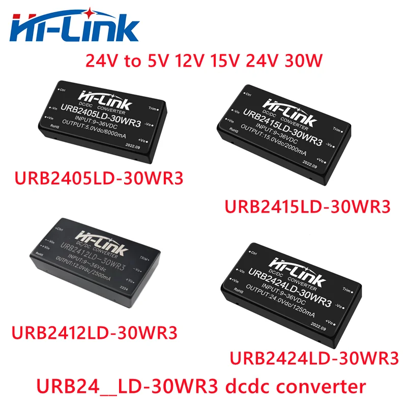 

Free ship Hi-Link Hot Sale 30W DCDC Isolated led Switch Power Supply Module 5V6A/2V2.5A/15V 2A/24V1.25A Output converter for PCB