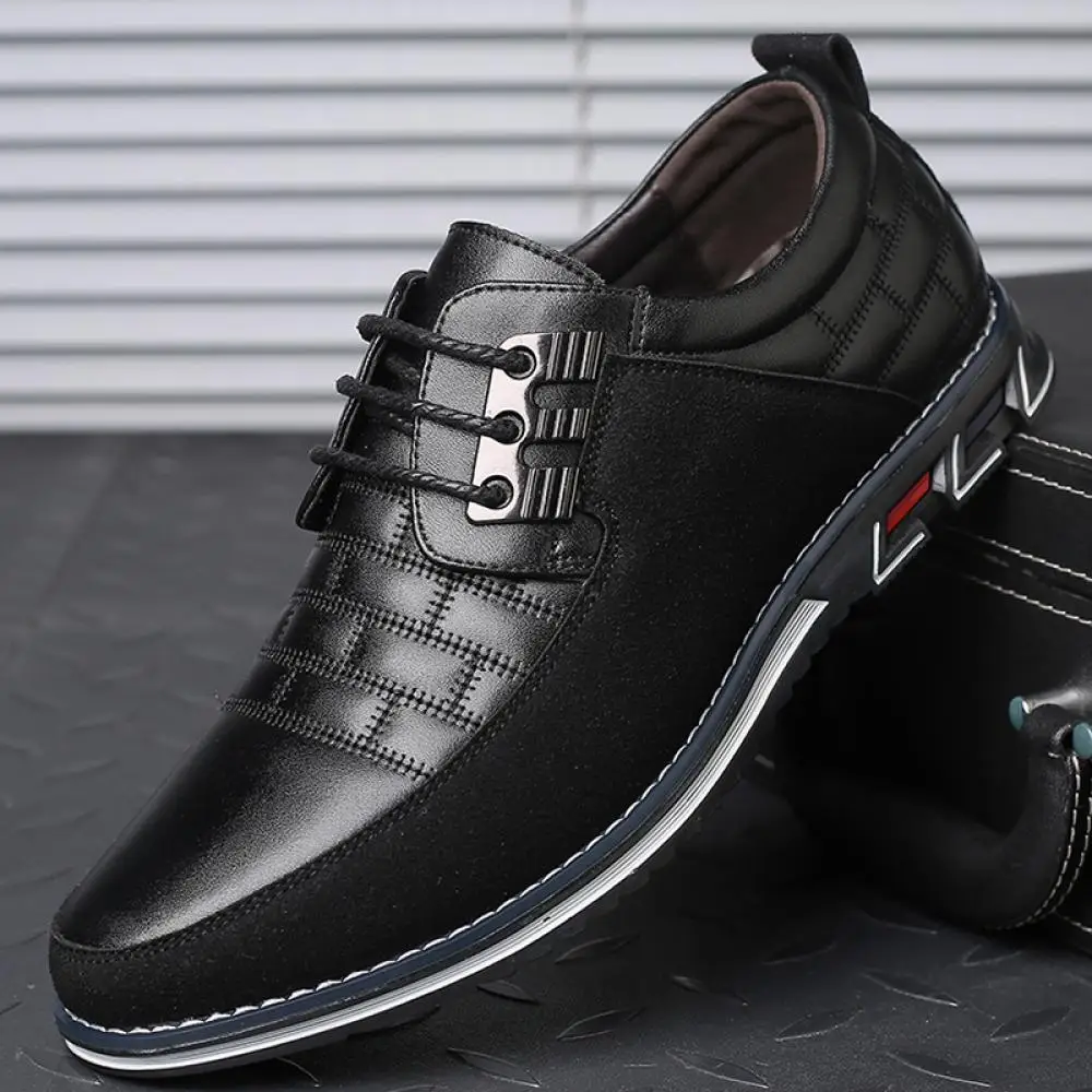 

Casual Leather Shoes For Men Business Shoes Office Comfort Men Work Footwear Male Fashion Brand Classic Lace-Up Shoes Big Size