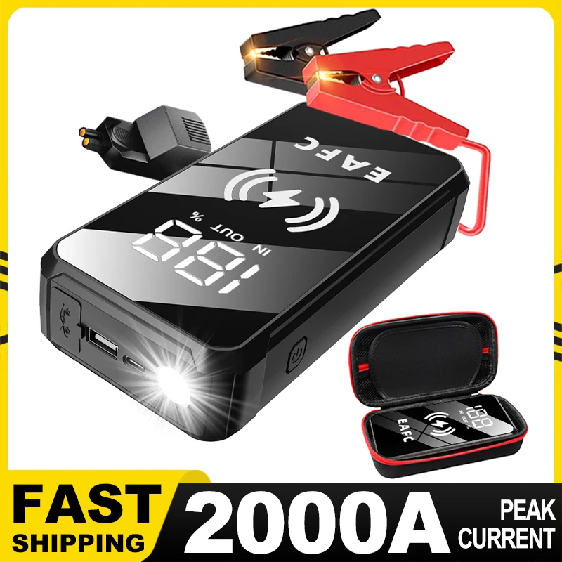 Car Jump Starter 2000A Starting Device For Emergency Battery Booster Car Battery Starters Portable Power Bank Wireless Charging Car Jump Starter Jump Starter