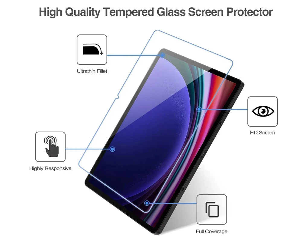 Premium 2-Pack HD Tempered Glass Screen Protector for 11-Inch Tablets - Anti-Fingerprint Protective Film