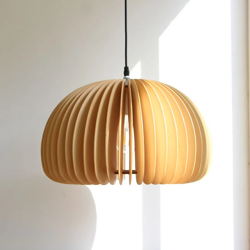 

Basswood Chandelier Nordic Simple Modern Restaurant Japanese Retro Design Ins Bar Kitchen Tea Room Mid-Ancient Style