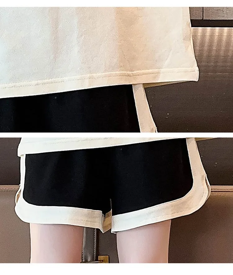 مجموعة من تي شيرت وشورت للفتيات ، مجموعة من الملابس برقبة على شكل v وشورت ، للفتيات المراهقات ، قطعتان