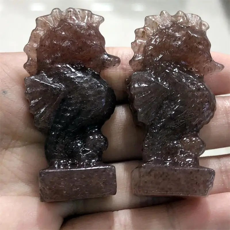 

Natural Strawberry Quartz Seahorse Hippocampus Carved Quartz Carving Pendant Gift Crystal Animal Healing Crafts 1pcs