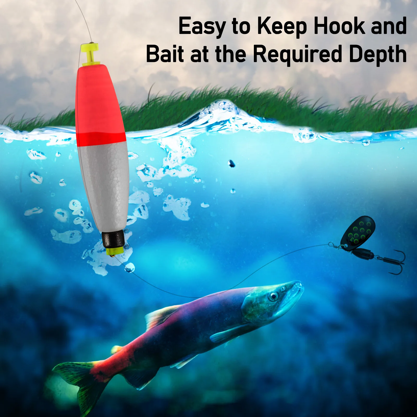 Fishing Float Fishing Floats Fishing Bobber Fishing Buoy 3pcs Fishing Weighted Bobbers Cigar Foam Float EVA Buoy Oval Shape Strike Indicators Snap-on Fishing Float Bass Trout Crappie
