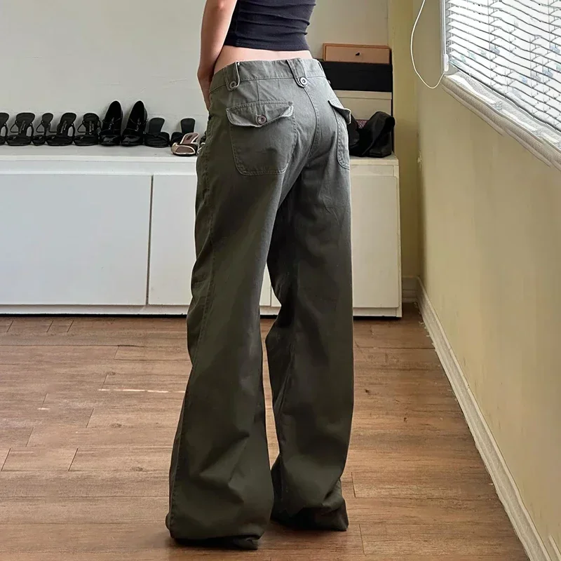 Grunge Fashion Cargo Pants Streetwear Y2K Women Vintage Pockets Sweatpants Boyfriend Style Wide Leg Trousers Korean