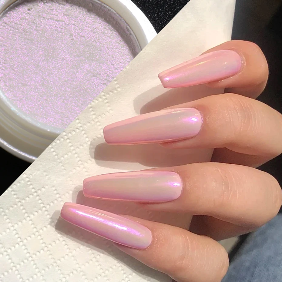 1g Holographic Mirror Nail Glitter Powder Sliver Pink Gold Red Two Colors Nail Art Pigment Solid Dust Magic Decor SAG01-06