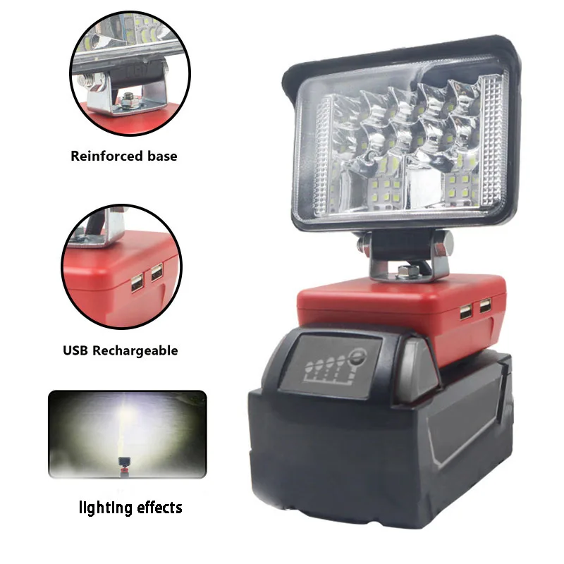 3inch Car LED Work Light Lamp Flashlight USB Mobile Phone Charger Torch Spotlight For Milwaukee 14.4V 18V Li-ion Battery for M18 3
