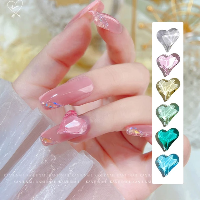 6PCS Curved Bottom Large Crystal 3D Nail Rhinestones Nail Charms Love Heart  Shape Diamond Bling Big Nail Crystal Gem Stone DIY - AliExpress