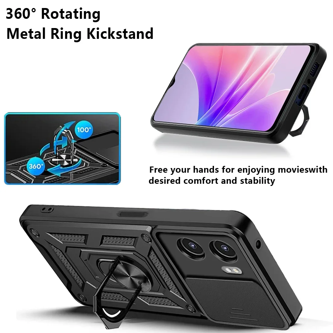 Durable Armor Case with Ring Magnetic Holder and Stand Functionality