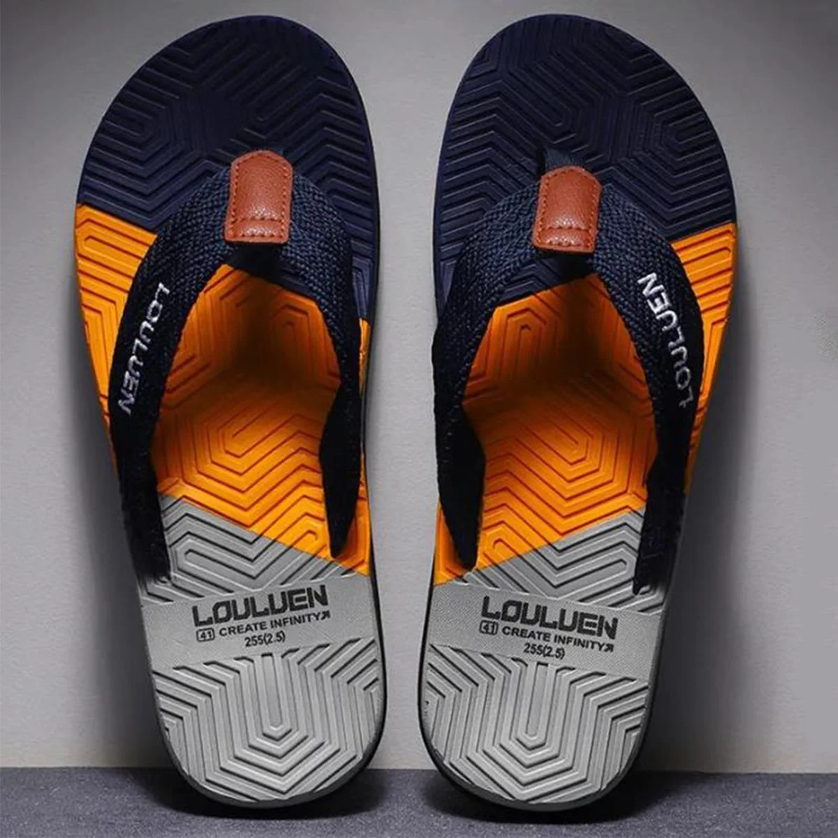 Color blocked flip flops Men's non slip casual rubber bottom EVA flops