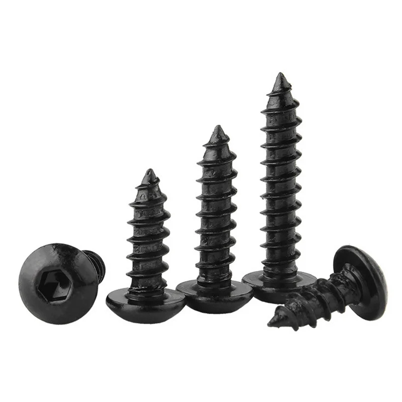 Hex Socket Screw Hex Hexagon Socket M3 M4 M5 M6 Screw Carbon Steel Black Button Round Head Self Tapping Screws Grade 8.8
