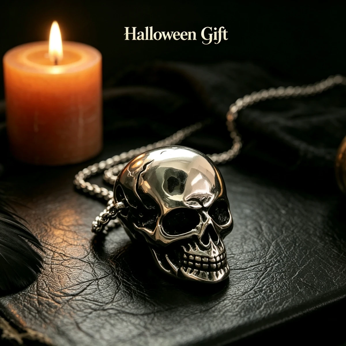 Halloween-Geschenk Kleine Totenkopf-Halskette Gotischer Stil Metallanhänger Schmuckzubehör