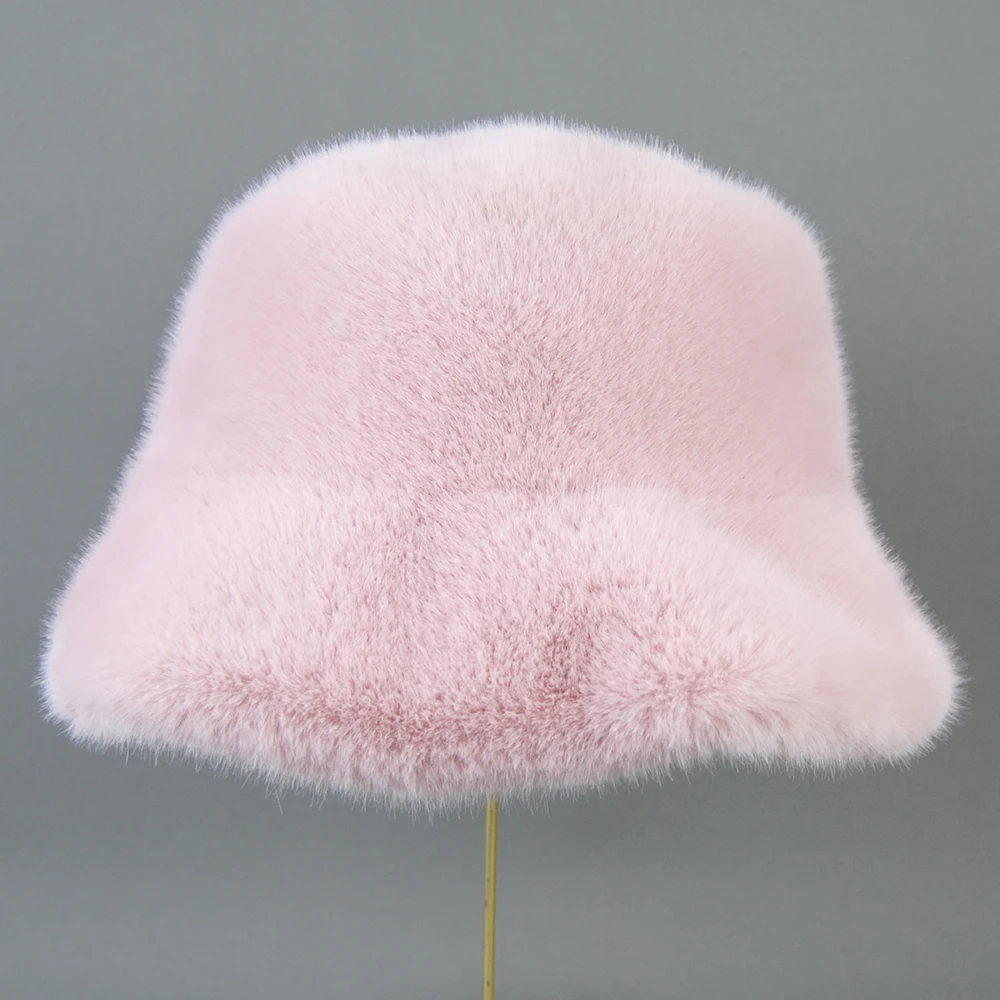 New Women Winter Luxury Knitted Faux Mink Fur Bomber Hat Warm Faux Fur Cap Girls Quality Soft Faux Mink Fur Hats 3