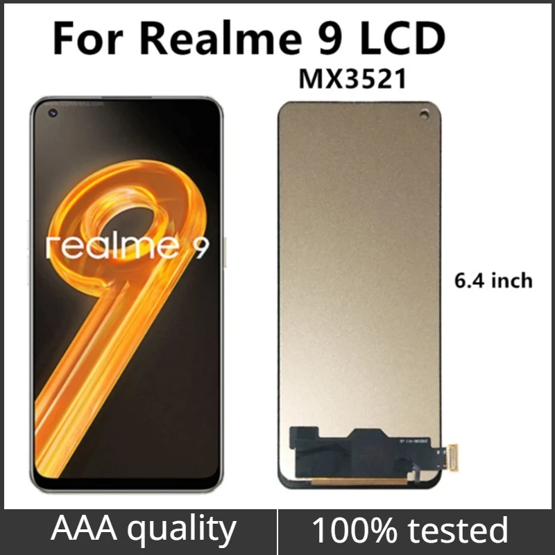 

6.4'' For Realme 9 Display LCD Screen Realme 9 MX3521 LCD Incell Touch Screen Replacement Digitizer Assembly Parts