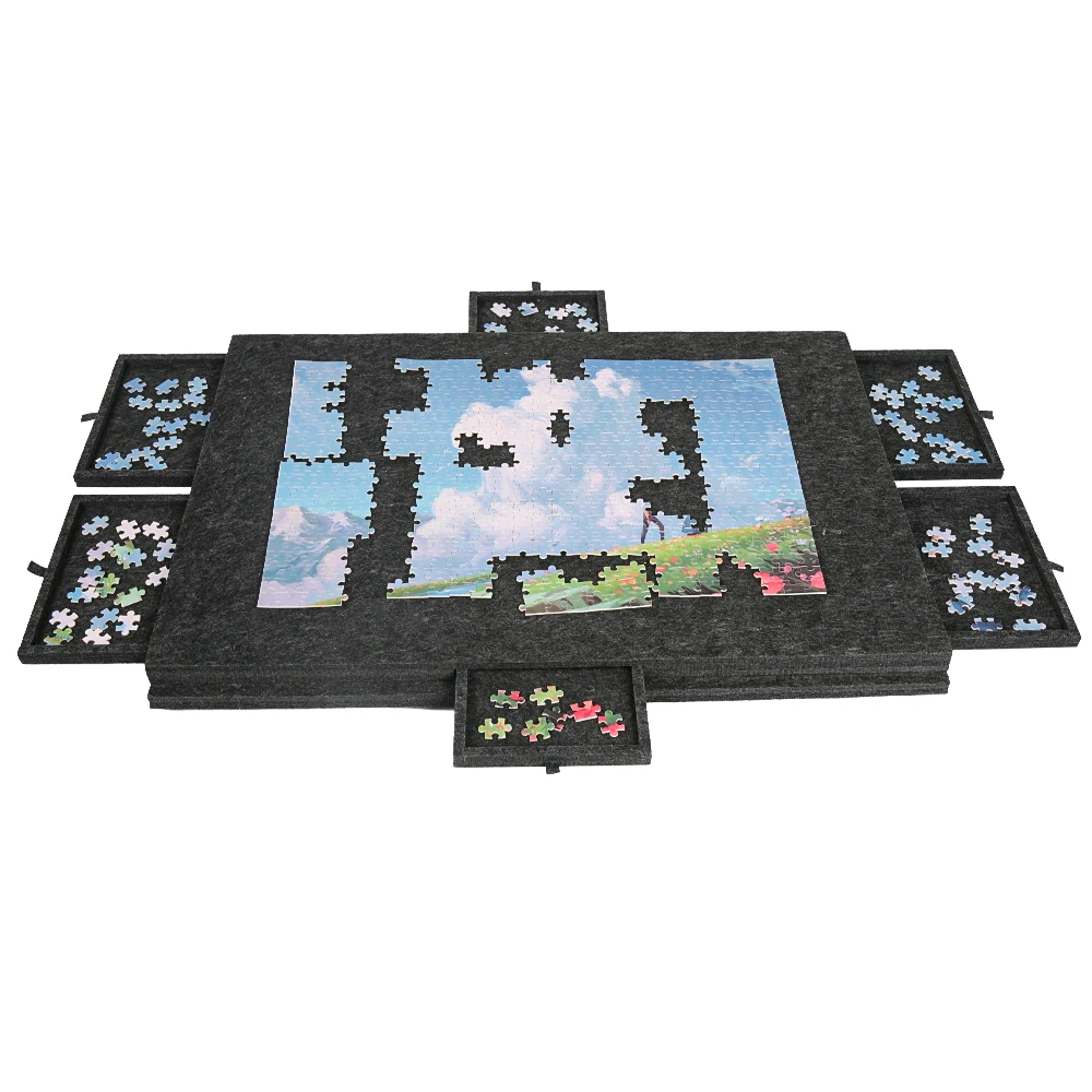1000 Piece Puzzle Board with 6 Drawers, Felt Jigsaw Puzzle Table 2-in-1 Stand & Cover, Lightweight Portable Puzzle Mat 77×54cm