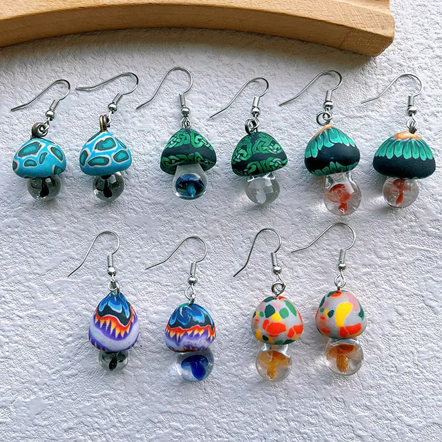 Mushroom Acrylic Drop Earrings 1