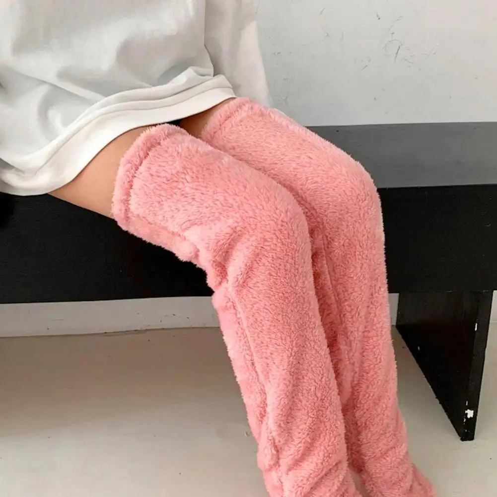 

Women Floor Socks Thick Warm Slipper Socks Cozy Over-the-knee Winter Floor Socks for Unisex Thick Double Velvet Leg Warmers