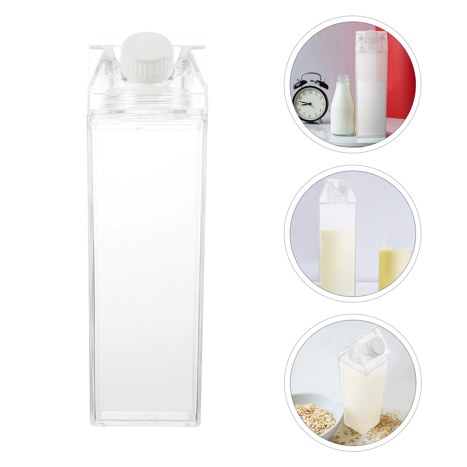Lot de 2 bouteilles d'eau carrées transparentes sans BPA en forme de carton  de lait