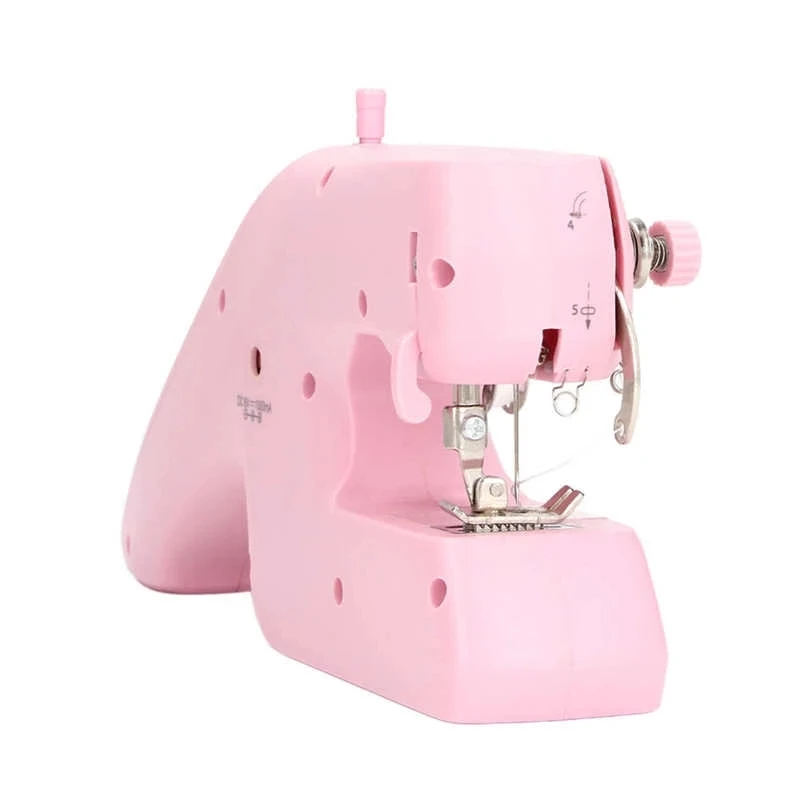 Sewing Machine Household Mini Handheld Portable Electric Two-wire Sewing Machine Pink White 3