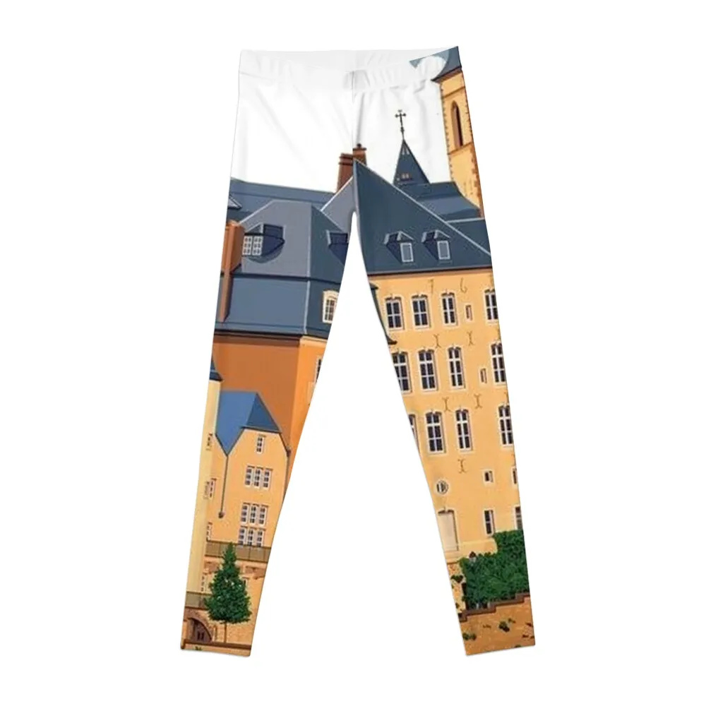 

LUXEMBOURG: Vintage Travel Advertising Print Leggings Tight fitting woman Women's trousers Women's gym Womens Leggings