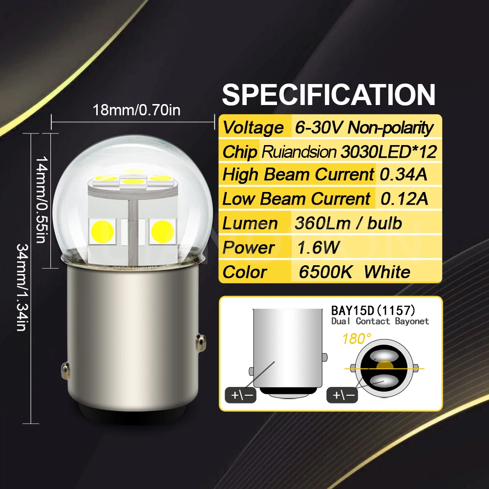 1157 LED Bulb Car LED canbus error free Headlight Bulb 6V 12V 14V 30V Car White Warm White Yellow Red