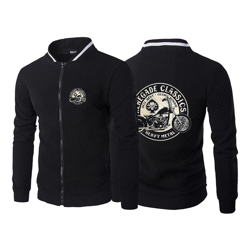 

Куртка мужская демисезонная на молнии, винтажная с длинным рукавом, с принтом США, мотоцикл, спортивная одежда, повседневный Свитшот
