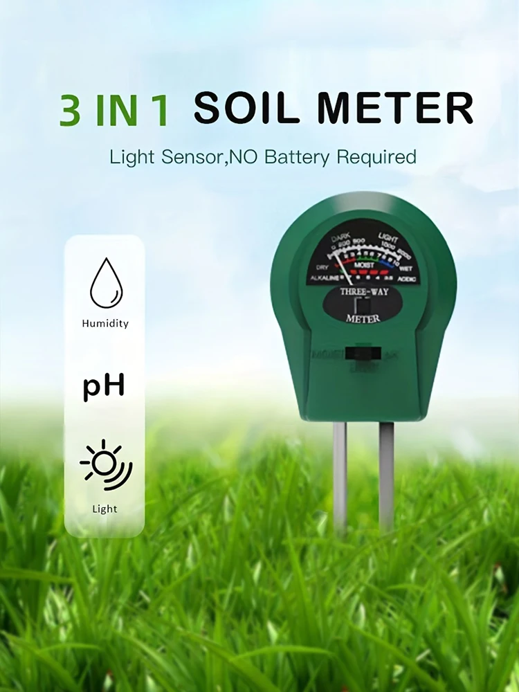 

3In1 Digital Soil PH Meter Moisture Monitor Temperature Sunlight Tester For Gardening Plants Blumen Tester Home Tools