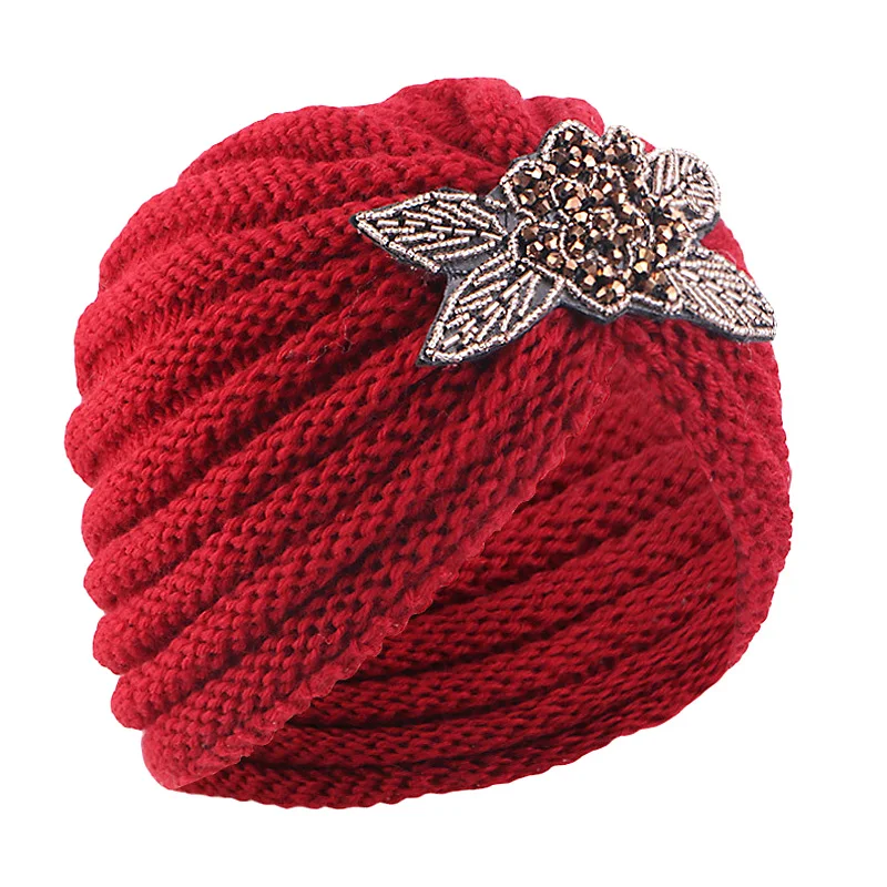 Gebreide winter turban muts dames wollen warme bonnet beanie_voghion.com