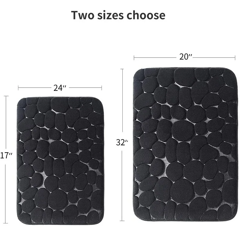 1pc Memory Foam Bath Mat Cobblestone Bathroom Rugs Super Water Absorbent  Bath Mats For Bathroom Machine Washable Bath Rugs, Dark Gray