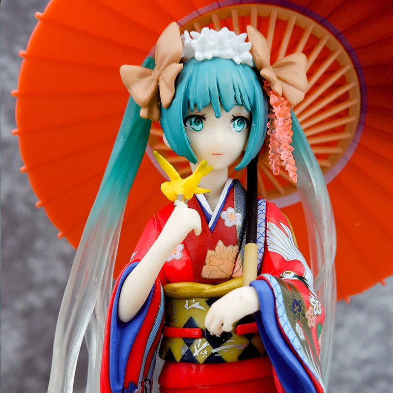 Figura de Anime Hatsune 22cm, kimono de pelo largo, Kawaii, cantante Virtual, estatua de PVC, modelo coleccionable, juguetes niños - AliExpress Mobile