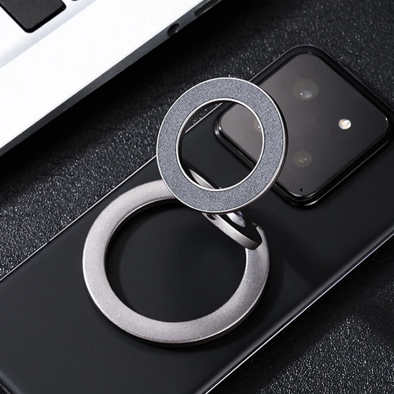 حامل هاتف مغناطيسي مزدوج الجوانب بتقنية Magsafe، مغناطيس قوي، دوران 360 درجة، حلقة إصبع مزدوجة، مشبك للمكتب متعدد الوظائف