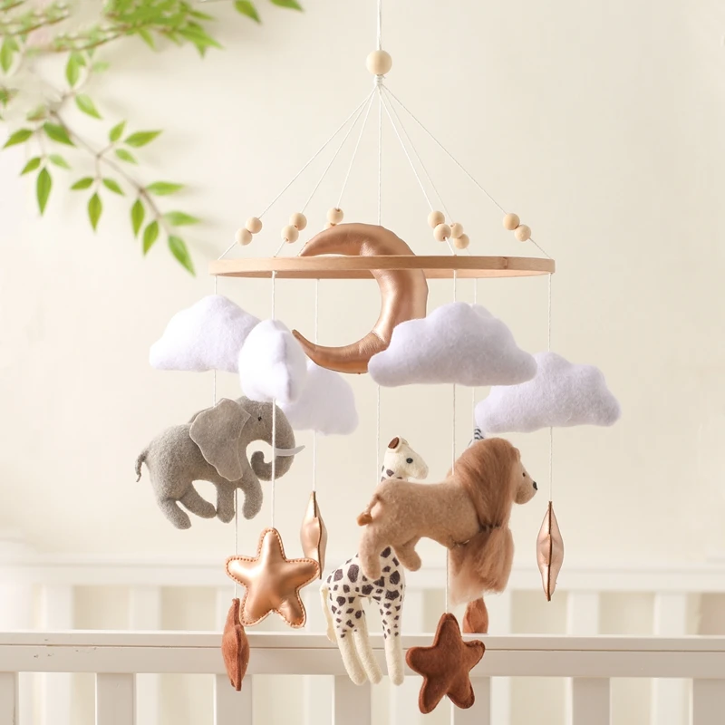 Brinquedo de chocalho de madeira do bebê, Bed Bell Bracket, Móvel recém-nascido Crochet, Brinquedos suspensos, Brinquedo infantil berço, 0-12 meses