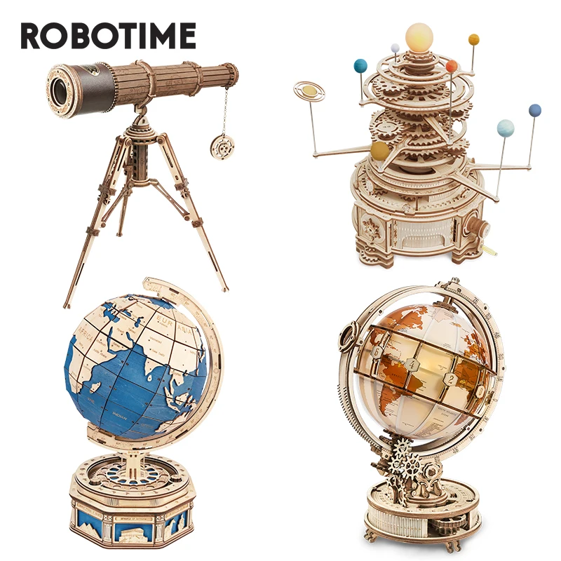 ROKR Globe Lumineux À LED Puzzle 3D Bois