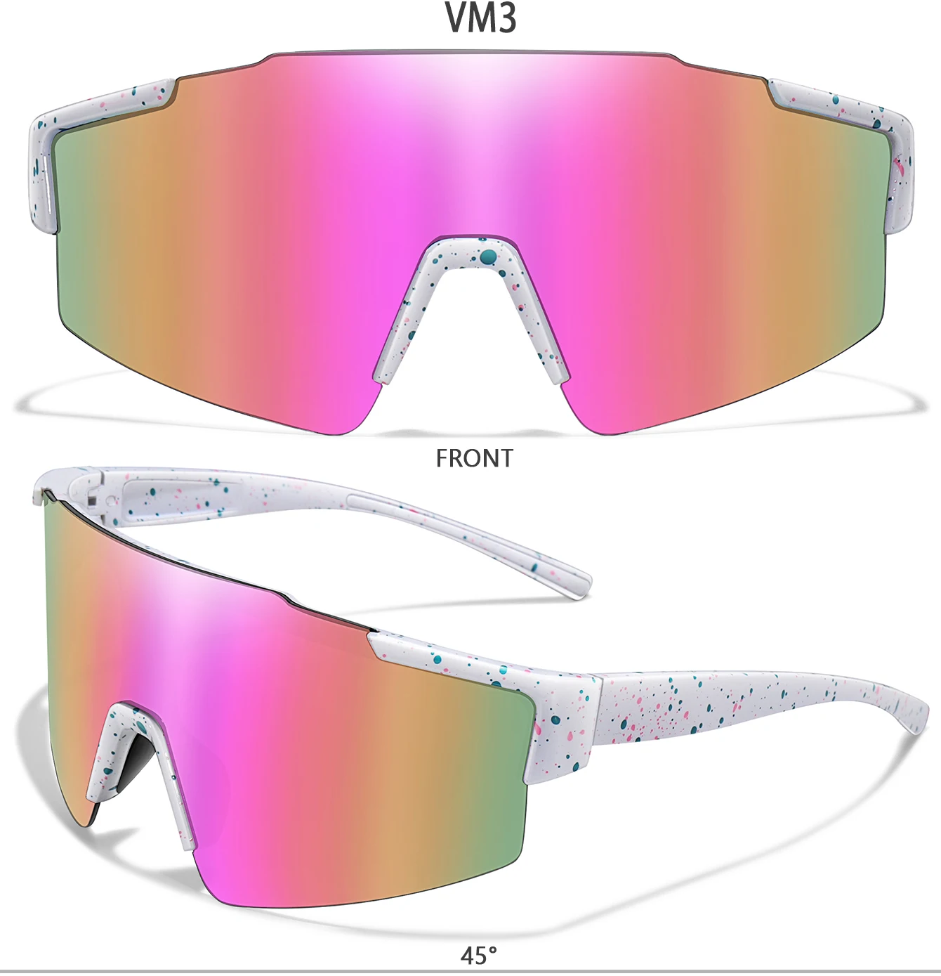 Description Picture 4 of item3 Pairs Fishing Sunglasses Sports Men Women Bike Glasses Cycling Mtb Bicycle Eyewear Large Windproof Goggles UV400