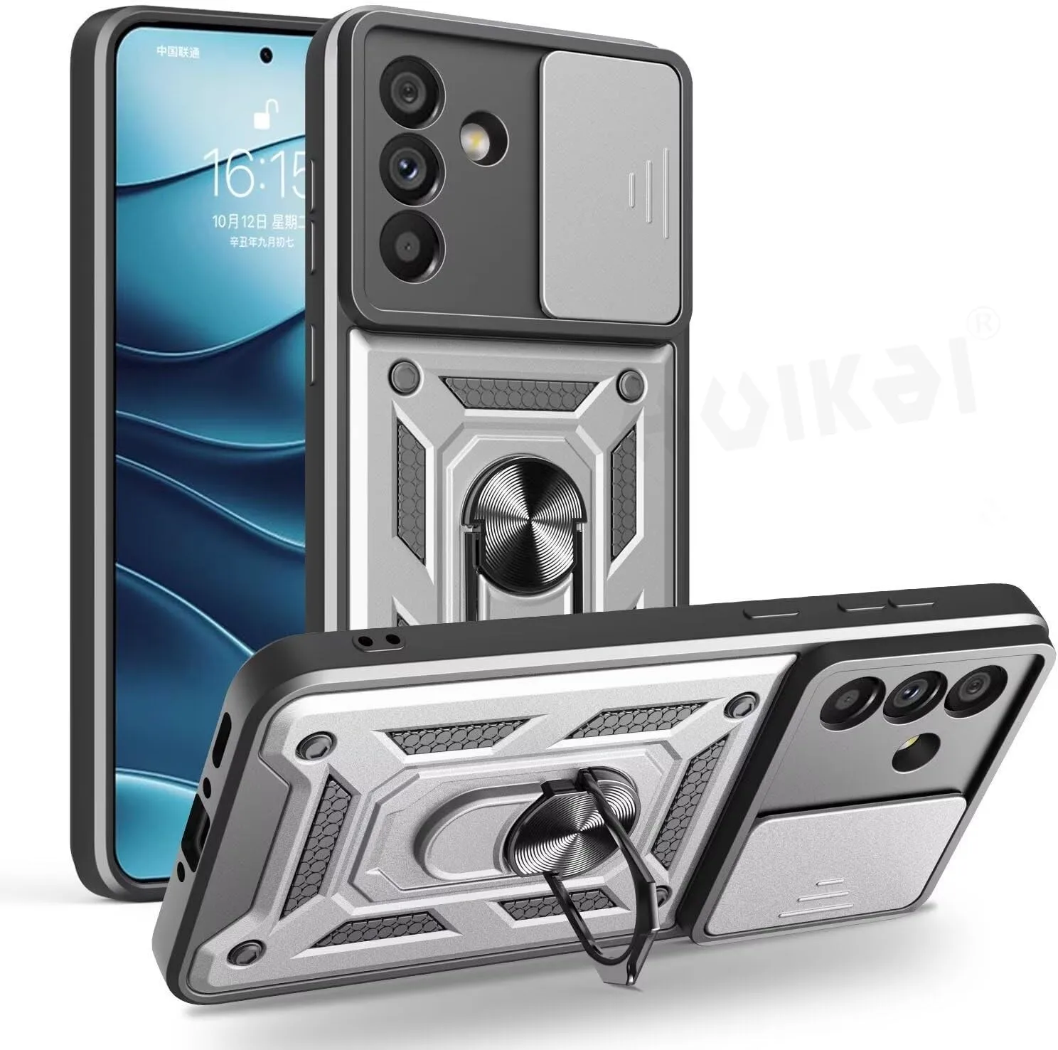 Military Grade Protective Armor Case with Slide Camera Lens and Reinforced Bumpers