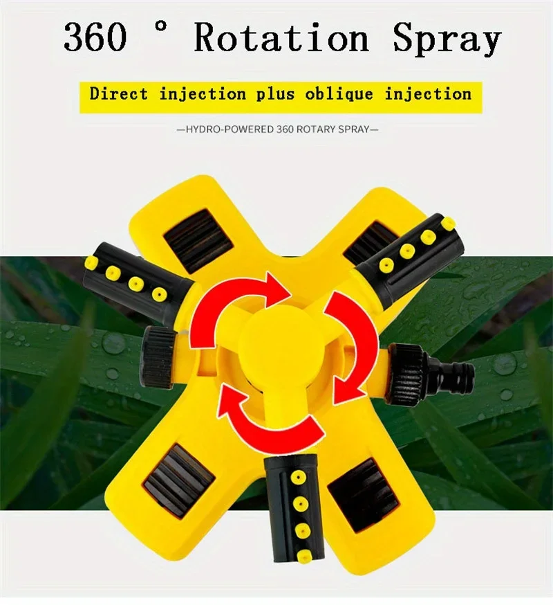 Description Picture 4 of item1pc 360° Automatic Rotating Trigeminal Sprinkler For Irrigation Rotating Sprinkler Tandem Sprinkler Sprayers Watering Gardening