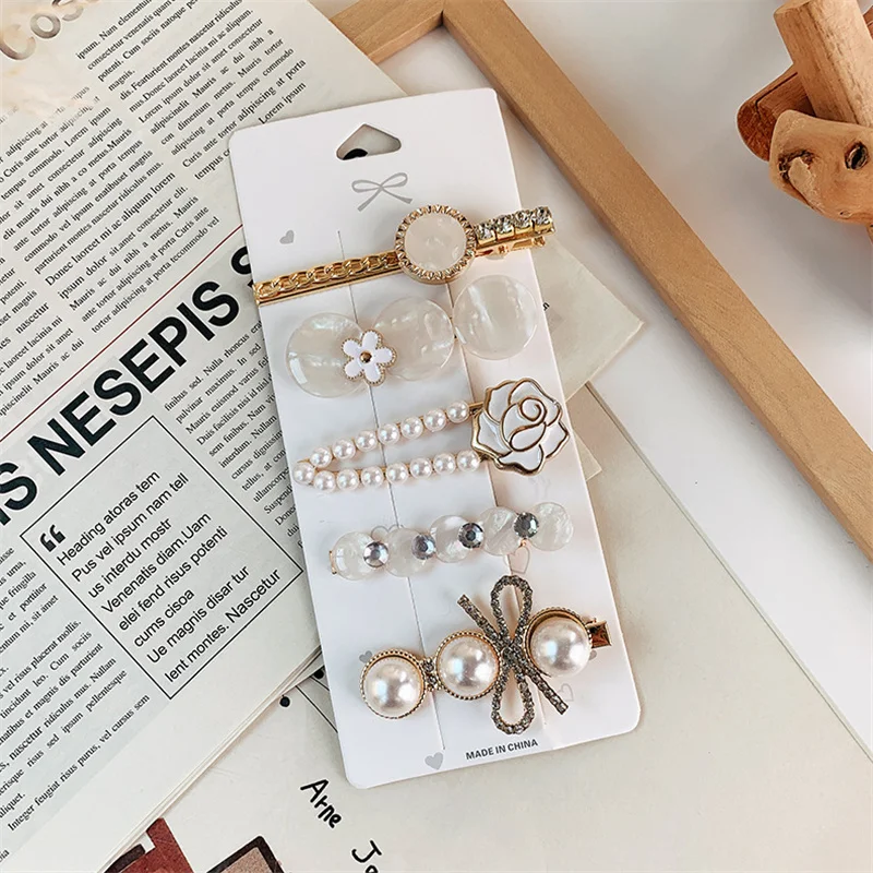 bride hair clip Korean Hair Clips Set For Women Arcylic Pearl Hairclip Trendy Hairpin Jewelry Female Hair Stick Gifts Hair Accessories hair ties for women